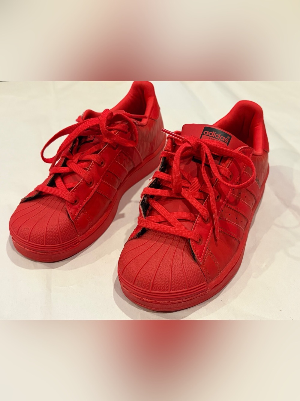 Adidas Originals Superstar Core Red Kids Youth Size 2 Old School Sneakers